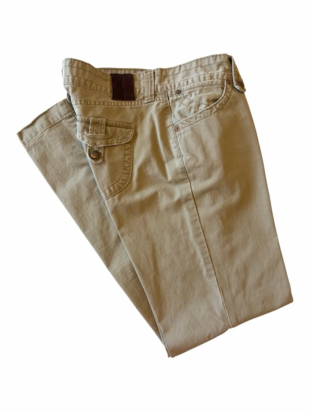 Lucky Brand Khaki Bootcut Pants Cotton Utility Cargo Size 29/8 EUC MidRise Tan